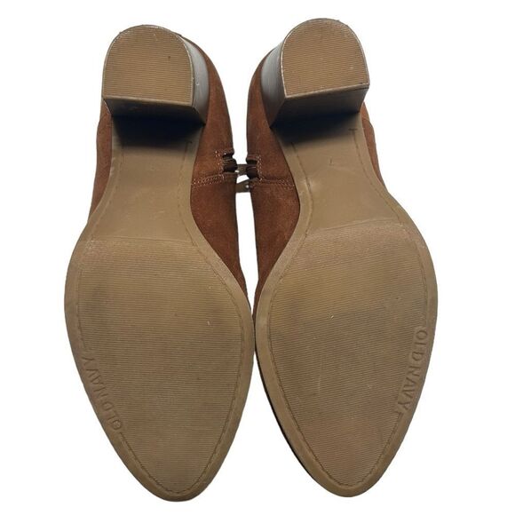 Old Navy Faux Suede Brown Ankle Booties Short Heeled Boots Size 7 Light Brown - Picture 11 of 13